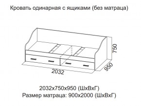 Кровать одинарная с ящиками (Без матраца 0,9*2,0) в Новой Ляле - novaya-lyalya.магазин96.com | фото